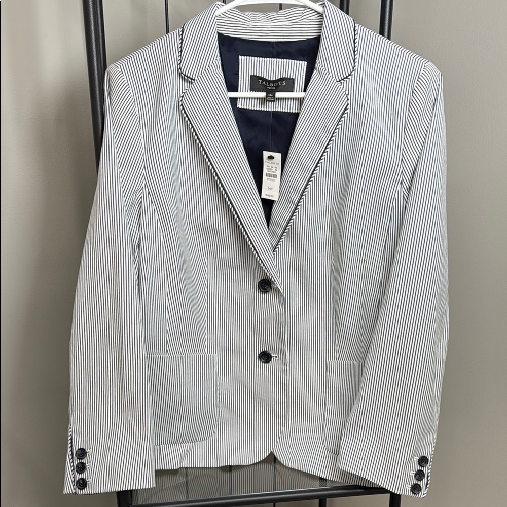 Talbots Petite Striped Blazer size 14P NWT